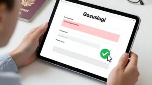 Рука с планшетом в процессе исправления ошибок в заявлении на паспорт через Госуслуги